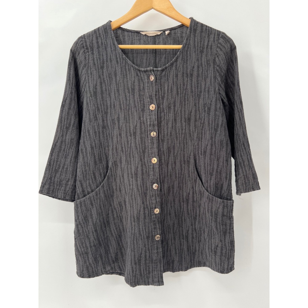 Soft Surroundings Charcoal Gray Textured Utility Tunic Top Women's M